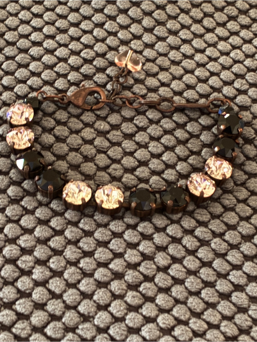 Sabika’s Delicate Black and Light Pink Crystal Bracelet New